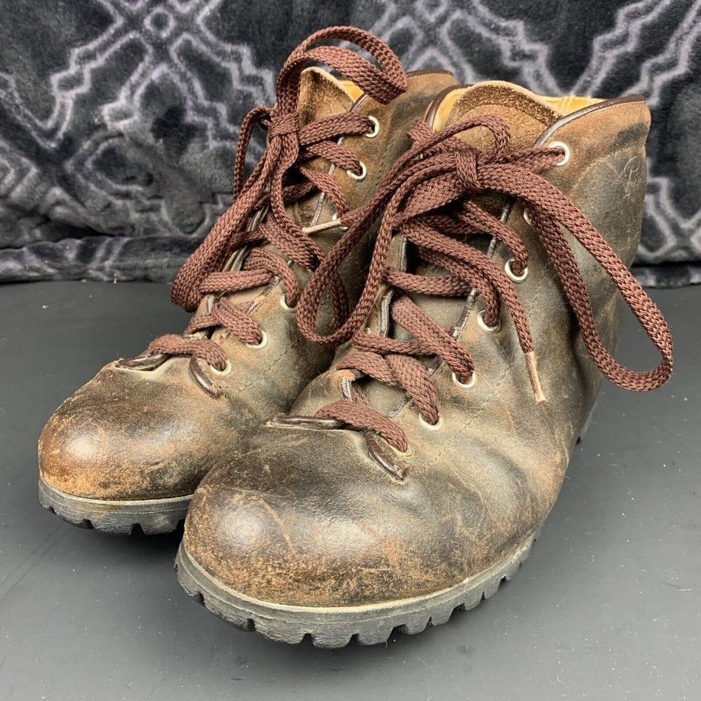 Vintage Pivetta Roccia Mens 6.5 Vibram Hiking Mountaineering Boots Leather